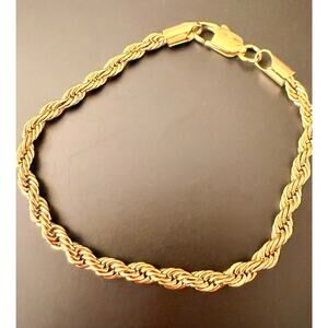 18k Stamped Gold Plated Rope Chain Bracelet 20CM 4MM Unisex Will not Fade